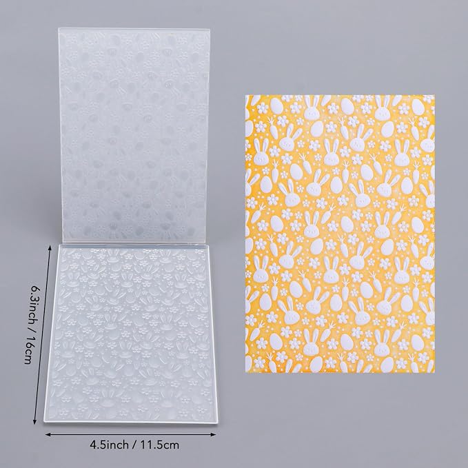 BAOFALI 3D Embossing Folder for Card Making, Easter Bunny Plastic Texture Fades - Image 2