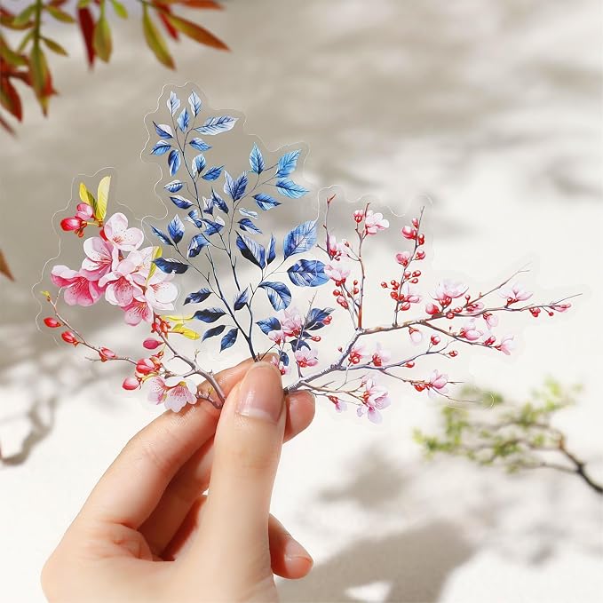120Pcs Botanical PET Stickers, Branch and Leaf Designs - Image 5