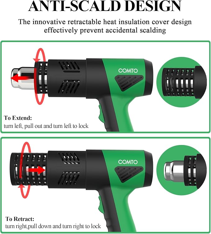 1800W Heat Gun with LCD Digital Display, Variable Temperature Control - Image 4
