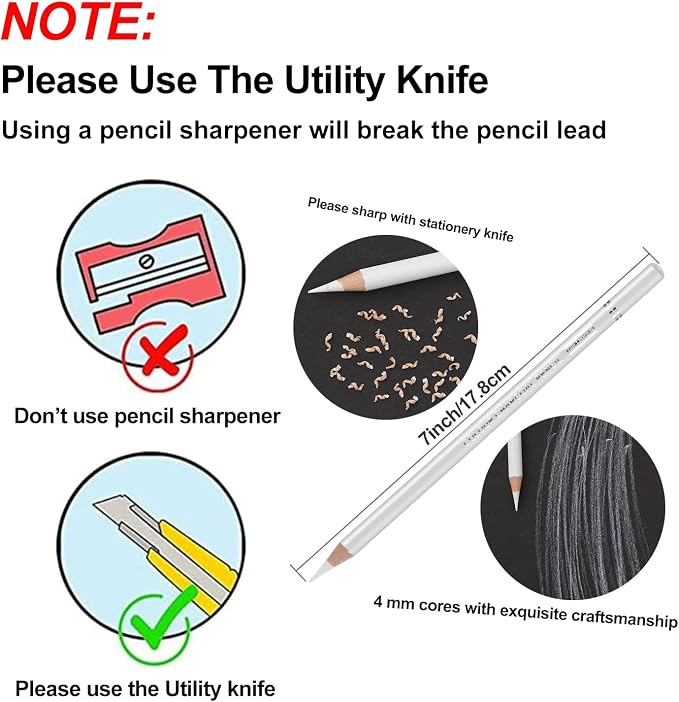Professional White Charcoal Pencils Set - Image 3