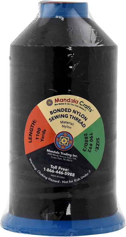 Mandala Crafts Bonded Nylon Thread Black Heavy Duty Sewing Threads - Image 2