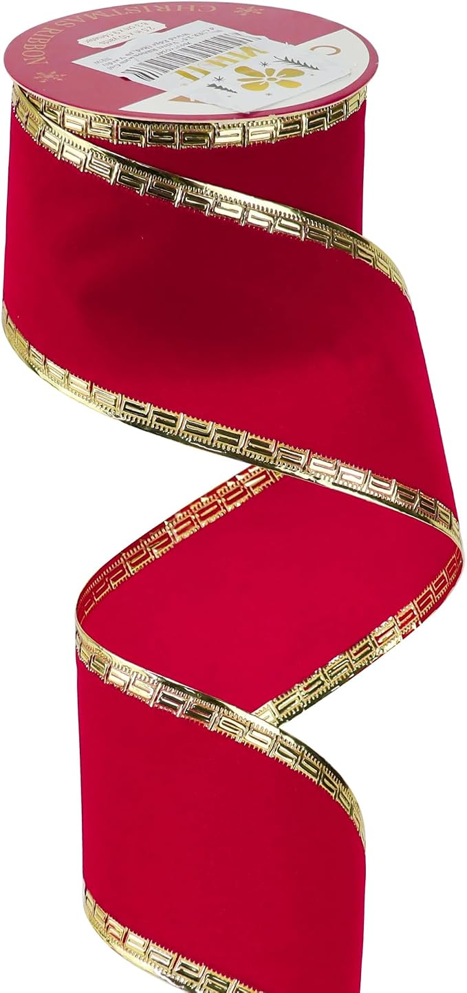 MEEDEE Red Velvet Ribbon 2.5 Inch by MEEDEE