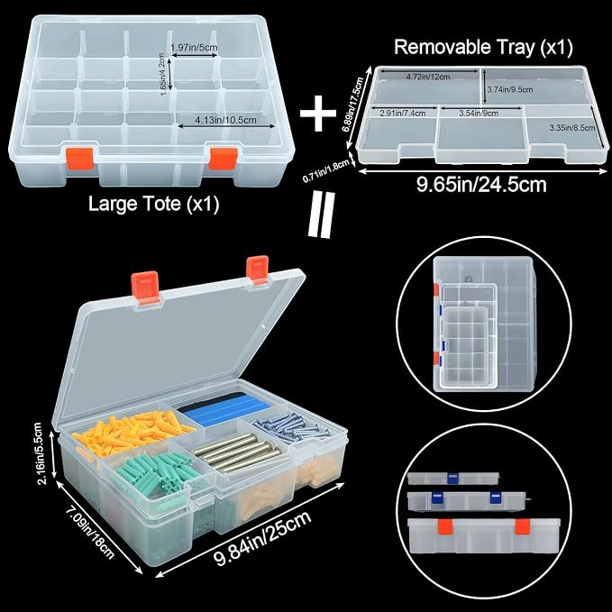 DUOFIRE Two Layers Compartment Organizer Box Plastic Organizer Box Plastic - Image 2