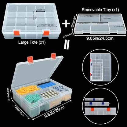 DUOFIRE Two Layers Compartment Organizer Box Plastic Organizer Box Plastic - Image 2