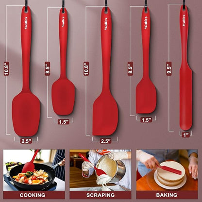 Walfos Silicone Spatula Set of 5-600°F Heat Resistant Kitchen Scraper Spatulas - Image 5