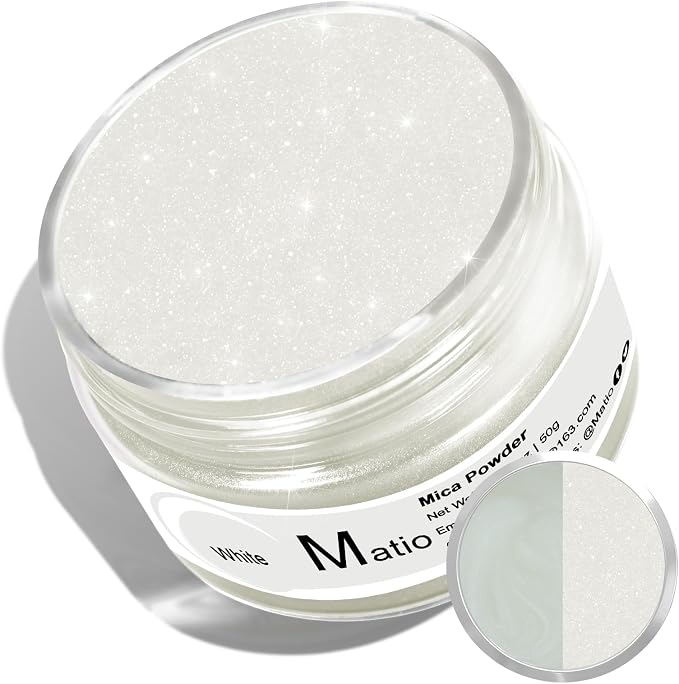 Matio White Mica Powder for Epoxy Resin, 1.8oz/ 50g Pearlescent Effect Mica by Matio