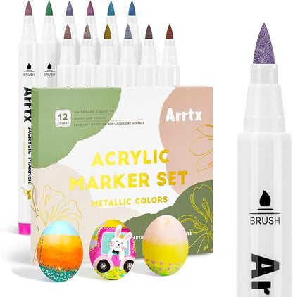 Arrtx 12 Colors Metallic Acrylic Paint Pens by Arrtx