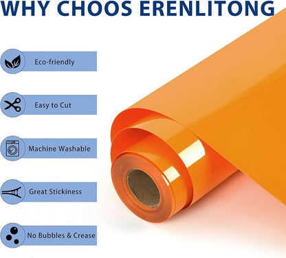RENLITONG Orange Iron on Vinyl 12Inch by 50ft Roll HTV Heat Transfer Vinyl - Image 2