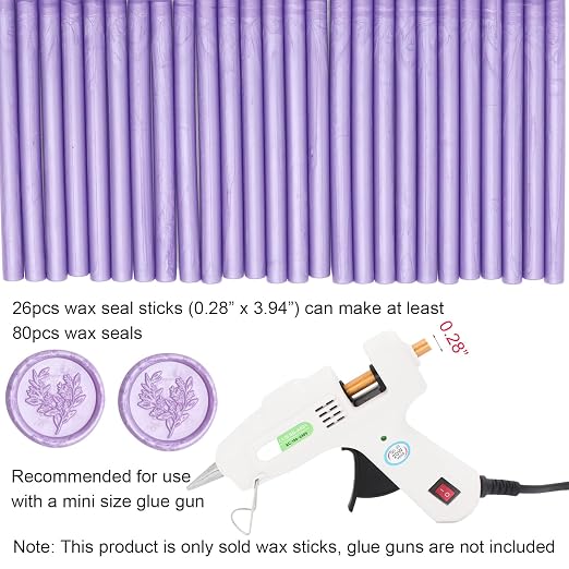 Lilac Purple Wax Seal Sticks 26pcs, Andotopee Glue Gun Wax Seal Sticks - Image 6