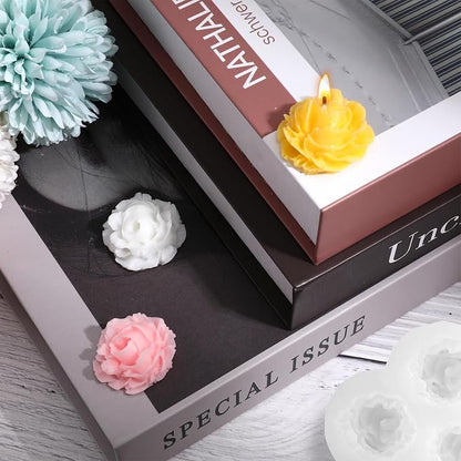 3 Cavity Rose Candle Molds, Silicone Flower Molds - Image 6