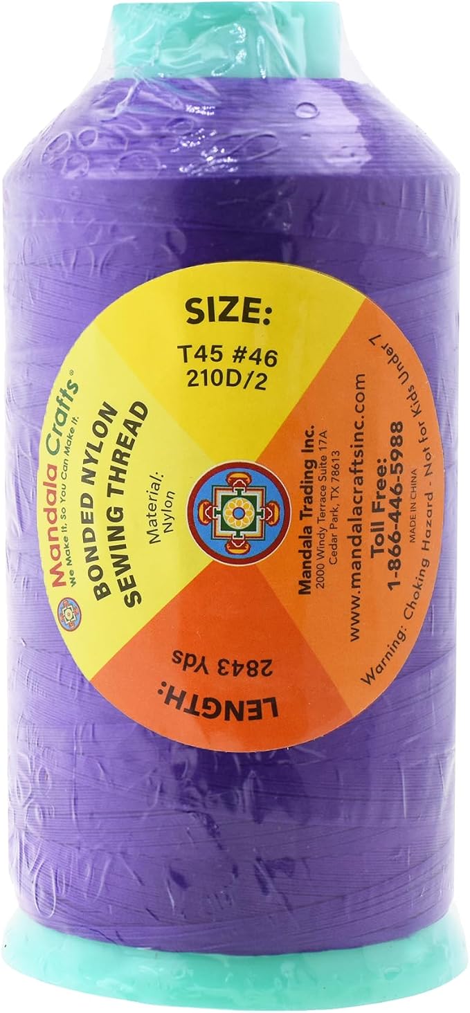 Mandala Crafts Bonded Nylon Thread Violet Heavy Duty Sewing Threads - Image 3