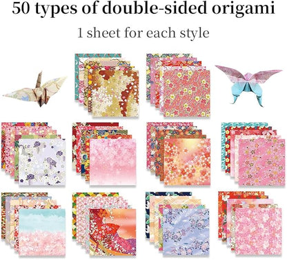 Square Origami Paper 6x6 Double Sided 50 Sheets 50 Colors 70GSM Origami Kit - Image 3