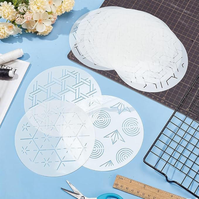 FREEBLOSS 12Pcs Sashiko Stencils Sashiko PET Template Drawing Line Template - Image 2