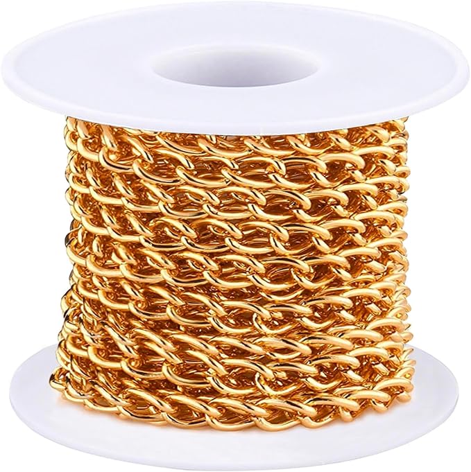 Jishi 16ft Aluminium Curb Chain Roll, Thick Twisted Chain Links, Jewelry Making by Jishi