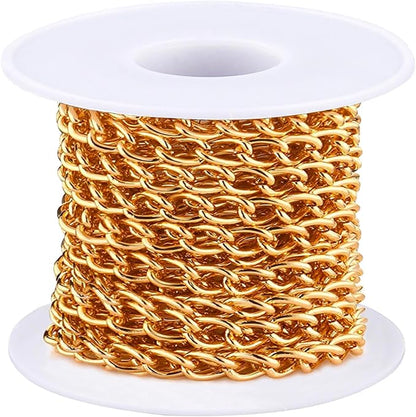 Jishi 16ft Aluminium Curb Chain Roll, Thick Twisted Chain Links, Jewelry Making by Jishi