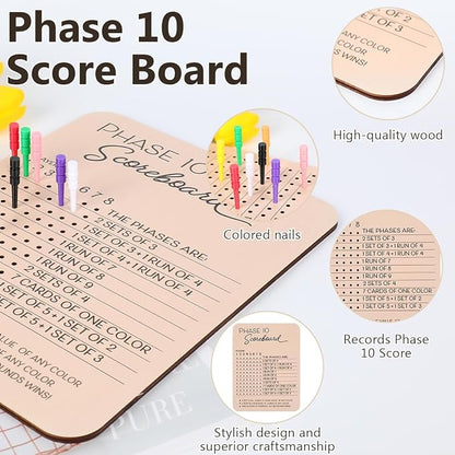 Phase 10 Score Board, Wooden Phase 10 Scoreboard, Phase 10 Score Sheets - Image 2