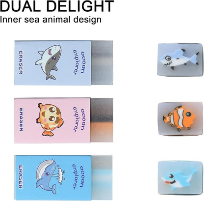 HILAZA 18Pcs Cute Sea Animal Erasers - Image 2