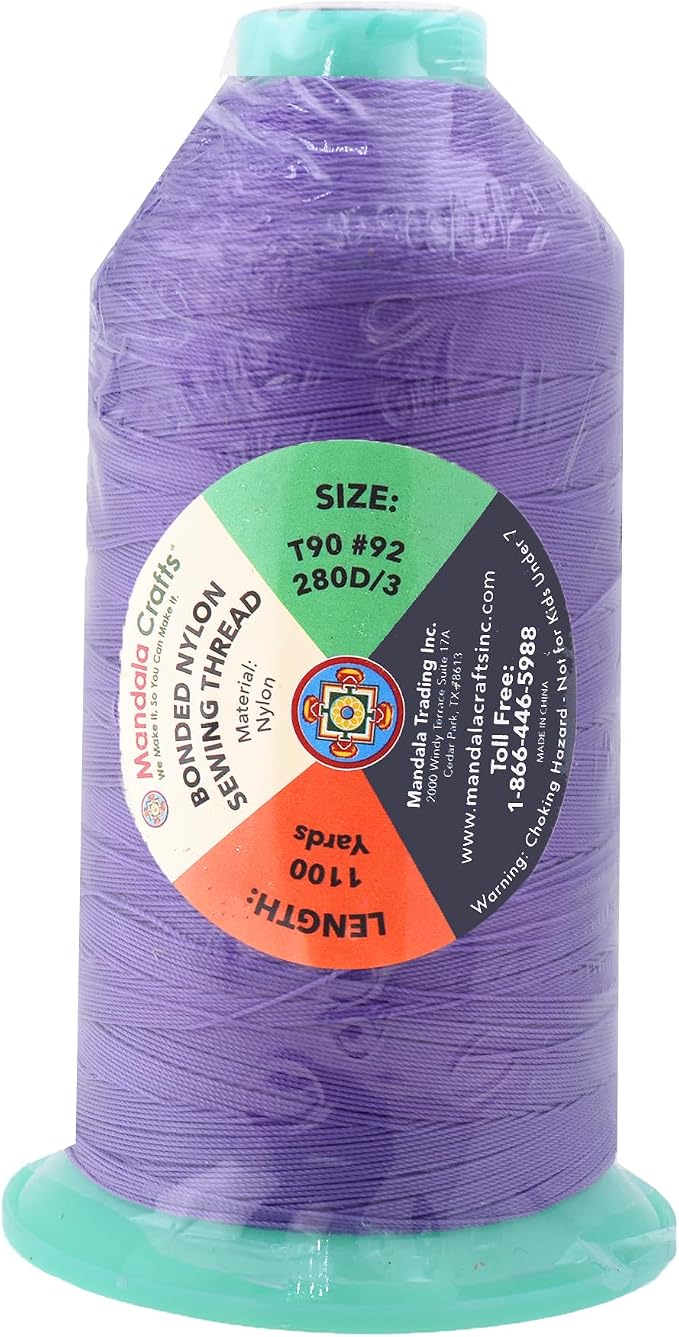 Mandala Crafts Bonded Nylon Thread Lilac Heavy Duty Sewing Threads - Image 3