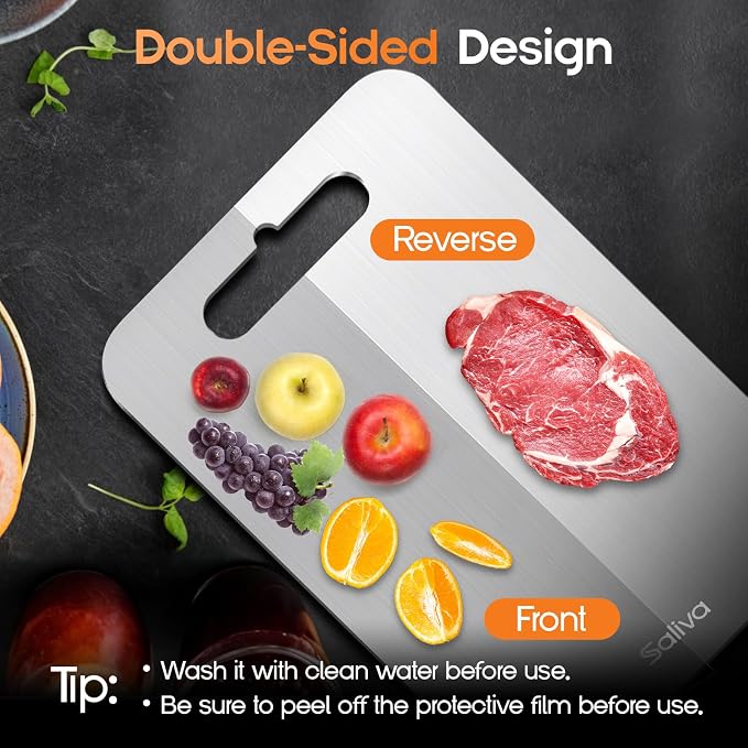 Saliva Titanium Cutting Boards for Kitchen, Cutting Board Double Sided Food - Image 3