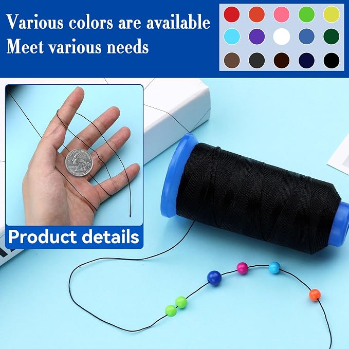0.55mm Beading Threads, 490 Yards Round Waxed Threads Bracelet Beading Cords - Image 5