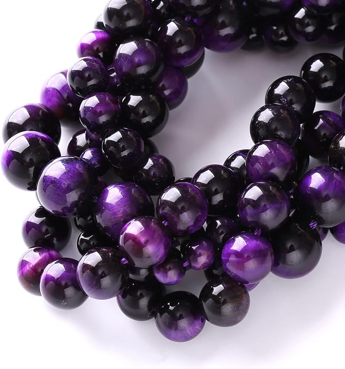 8mm 45pcs A+ Natural Purple Tiger Eye Stone Beads Round Spacer Loose Beads - Image 7