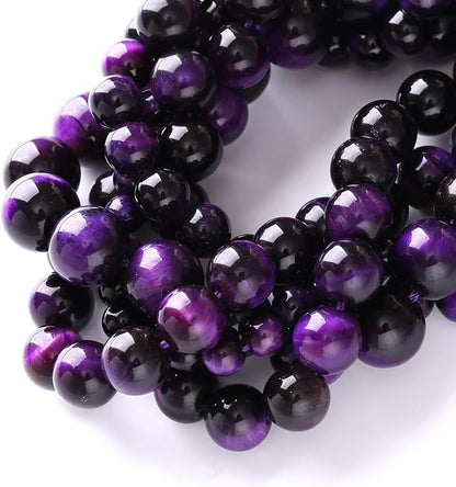 8mm 45pcs A+ Natural Purple Tiger Eye Stone Beads Round Spacer Loose Beads - Image 7