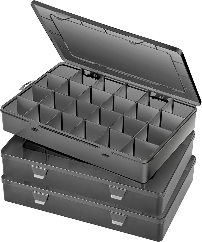 Large 24 Grids Plastic Organizer Box Adjustable Dividers, Art DIY Crafts by Gbivbe