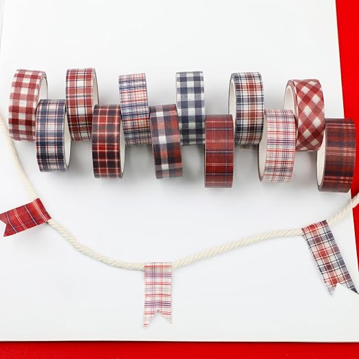 12 Rolls Basic Grid Washi Tape Set - Image 4