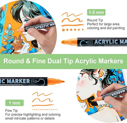 80 Colors Waterproof Dual Tip Acrylic Paint Pens, Dot & Fine Tip Premium - Image 2