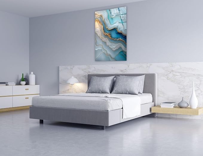 My Photostation.com 14Wx20H'' Turquoise and Blue Alcohol ink Glass Wall Art - Image 6
