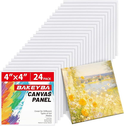 Mini Canvas Boards for Painting 24 Pack, 4x4 Inch Canvas Panels, 100% Cotton by Unknown