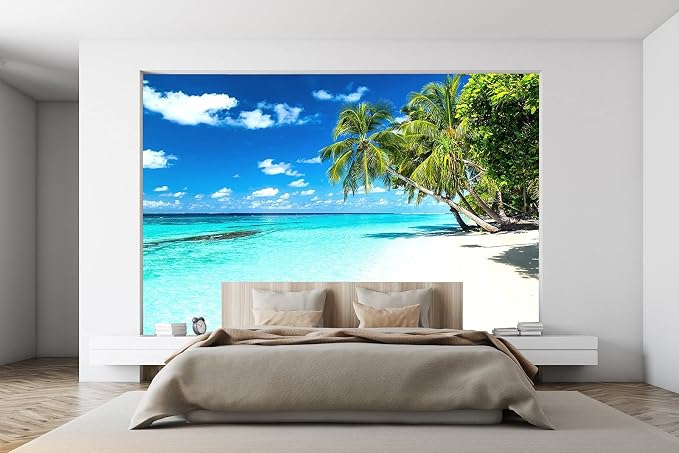 Palm Tree Wall Mural Tropic Paradise Beach Seascape Murals Wallpaper - Image 5