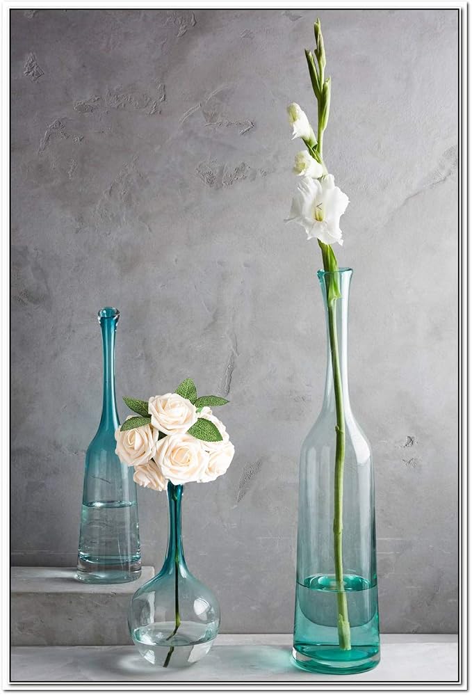 AmyHomie Artificial Flower Champagne Rose 25pcs Real Looking Fake Roses w/Stem - Image 7