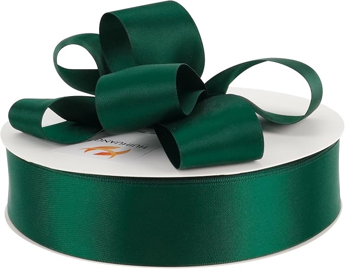 HUIHUANG Green Satin Ribbon 1-1/2 inch x 100 Yards Dark Green Double-Faced - Image 5