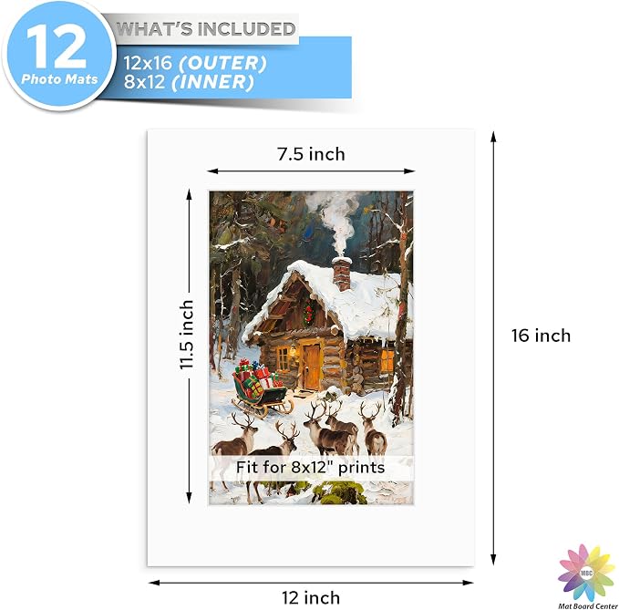 Mat Board Center, 12x16 White Mats - Image 2