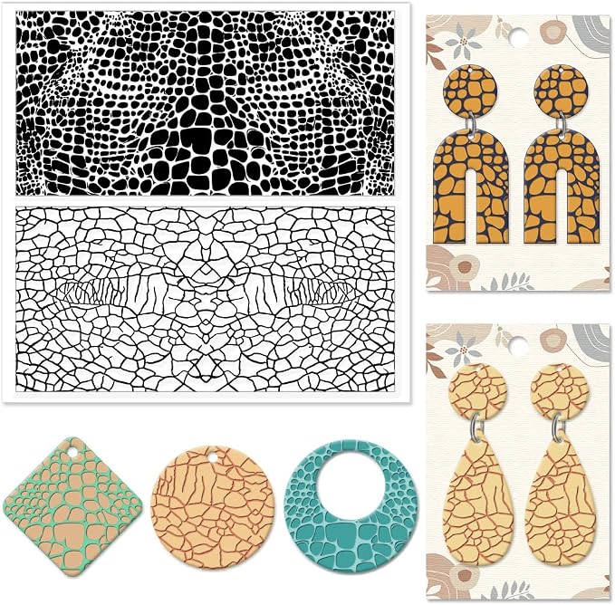 CHGCRAFT Leather Cracks Polymer Clay Texture Sheets Alligator Leather Flaw by chgcraft
