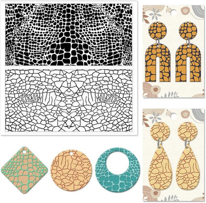 CHGCRAFT Leather Cracks Polymer Clay Texture Sheets Alligator Leather Flaw by chgcraft