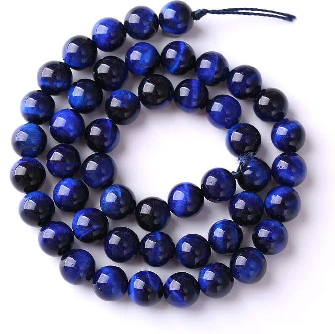 Natural Stone Lapis Blue Tiger Eye Beads Round Loose Spacer Beads - Image 5