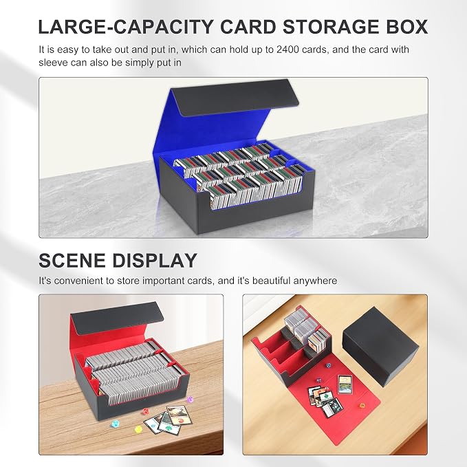 Card Storage Box for Trading Cards，2400+ Leather Magnetic Closure Commander - Image 5