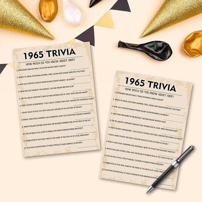QUPT 60th Birthday Party Games, 1965 Trivia Games, Birthday Party Supplies - Image 5