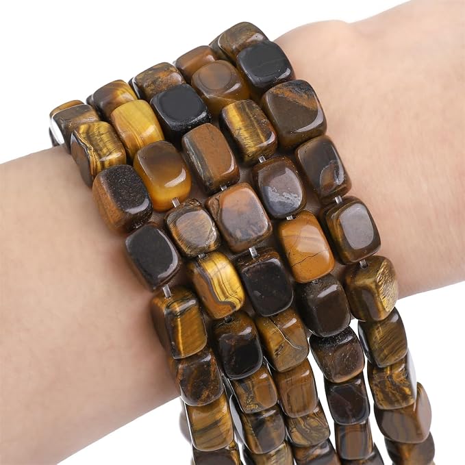 Natural Yellow Tiger Eye Cuboid Stone Loose Semi Gemstone Beads - Image 4