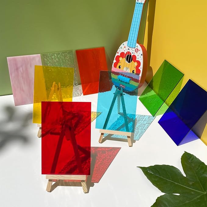 ILLUCKAI 12 Sheets Rainbow Transparent Stained Glass Sheet, 4 x 6 inch - Image 3