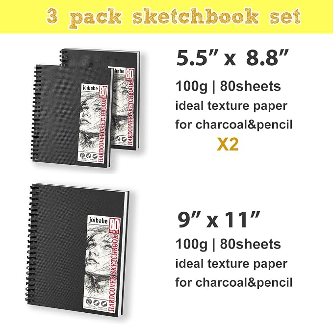 2PACK 5.5x8.5 and 1Pack 9 x 11 inches Hardcover Sketch Book，3 Pack - Image 4