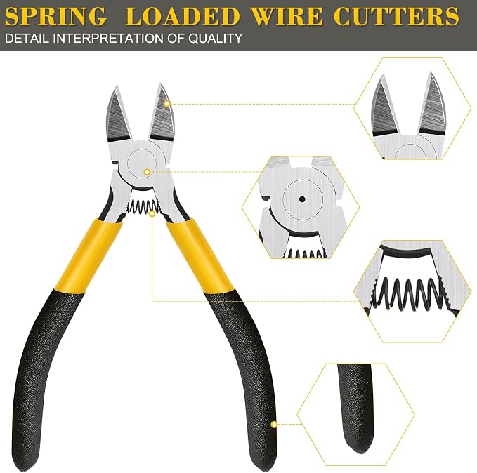 Lasnten 15 Pcs 5" Wire Cutters Precision Cutting Pliers Side Diagonal Cutters - Image 3