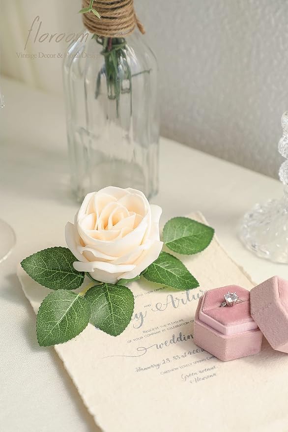 Floroom Artificial Flowers 20pcs Real Looking Cream High-Centered Foam Fake - Image 6