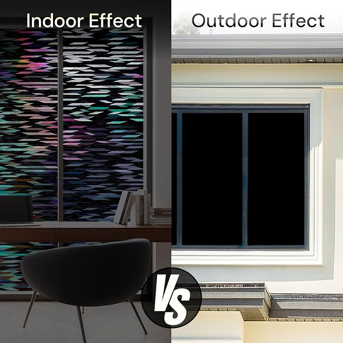 rabbitgoo Window Privacy Film, Total Blackout Window Film, Stained Glass Heat - Image 2