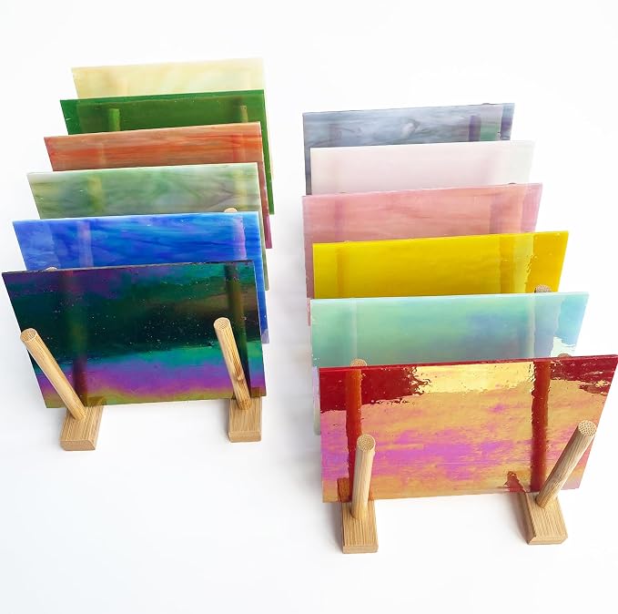 ILLUCKAI12 Sheets Iridescent Stained Glass Sheet, 4 x 6 inch Rainbow Iridized - Image 6