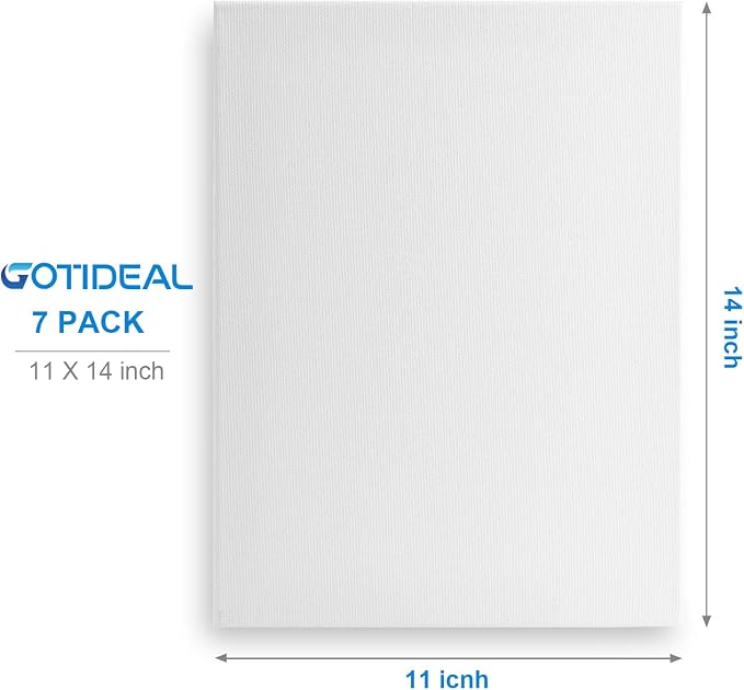 GOTIDEAL Stretched Canvas, 11x14 Inch Set of 7, Primed White - Image 2
