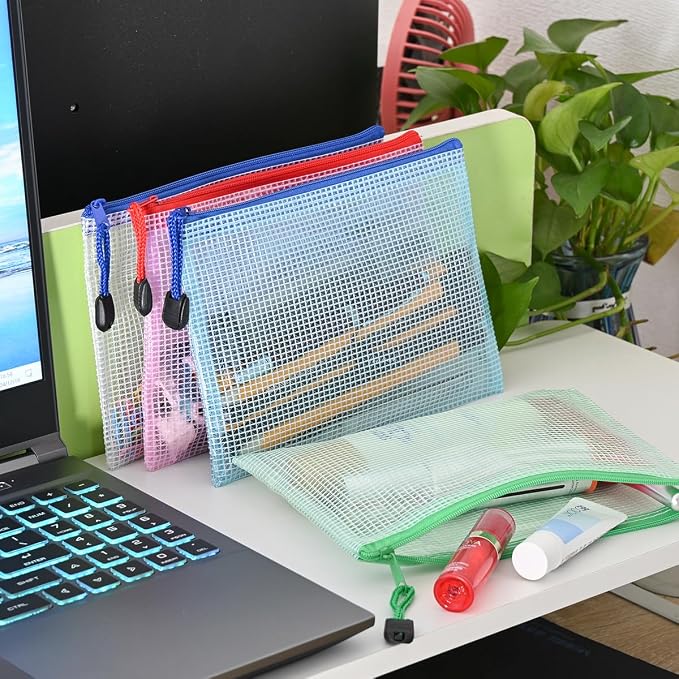 AUSTARK 20 Pcs Zipper File Bags, Plastic Mesh Pouch, Board Game Storage Bag - Image 5