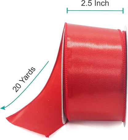 CT CRAFT LLC Satin Wired Ribbon 2.5 Inch x 20 Yards Red - Image 2